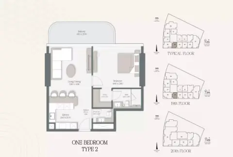 The Caden: Планировка Type 1205, 797 sq ft