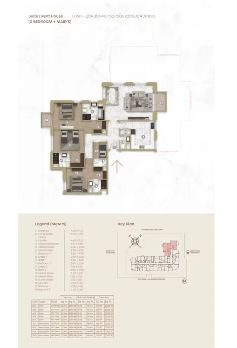 Avenue Residence 5: Plan Unit - 201, 301, 401, 501, 601, 701, 801, 901, 1001, 2,286 sq ft