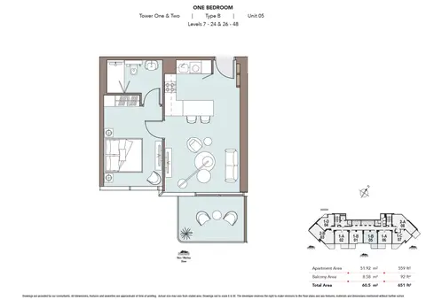 ناوتيكا 2 من مجموعة سيلكت: مخطط الطابق Type B, Unit 5, 651 sq ft