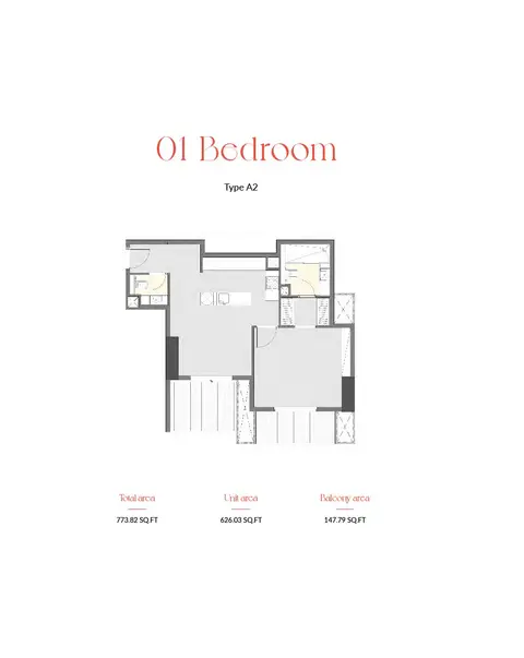 آي جي أو بيلاغوس في دبي مارينا: مخطط الطابق Type A2, 774 sq ft