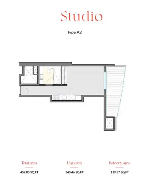 آي جي أو بيلاغوس في دبي مارينا: مخطط الطابق Type A2, 460 sq ft