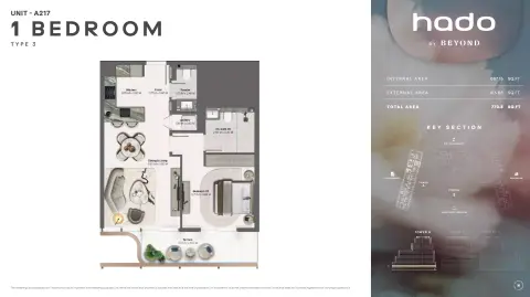 Hado: Floor plan Type A217, 770 sq ft