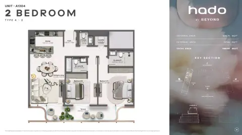 Hado: Floor plan Type A1304, 1,168 sq ft