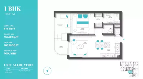 REFF 997: Floor plan Type 3A, 780 sq ft