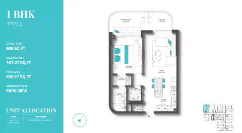REFF 997: Floor plan Type 2, 836 sq ft