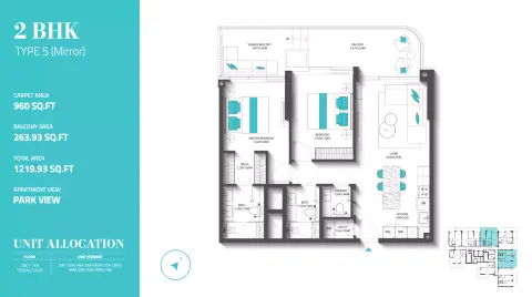 REFF 997: Floor plan Type 5 (Mirror), 1,219 sq ft