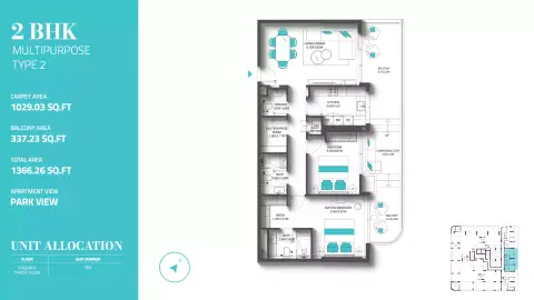 REFF 997: Floor plan Type 2, 1,366 sq ft