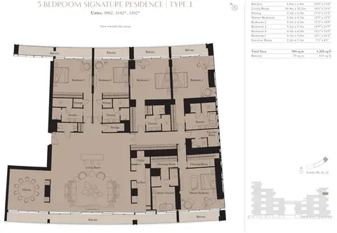 The Royal Atlantis Residences: फ़्लोर प्लान Type 5,Unit 3002,3102,3202, 5,428 sq ft