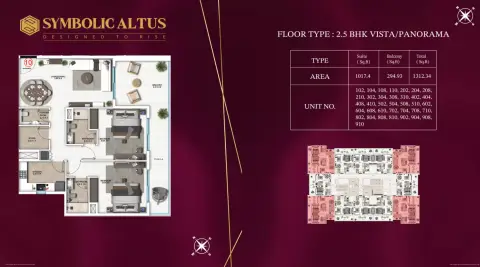 Symbolic Altus: Floor plan Type 1, 1,312 sq ft