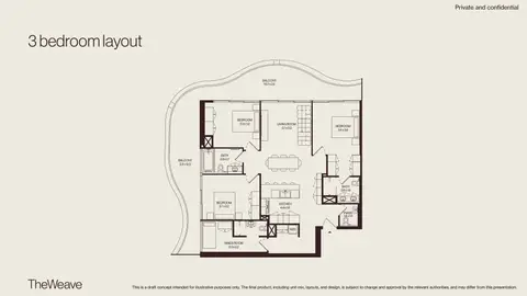 The Weave at JVC: Floor plan 3 Bedroom