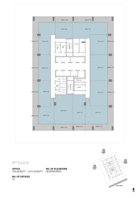 Samana Business Park 2: Планировка 11th Floor, 1,572 sq ft