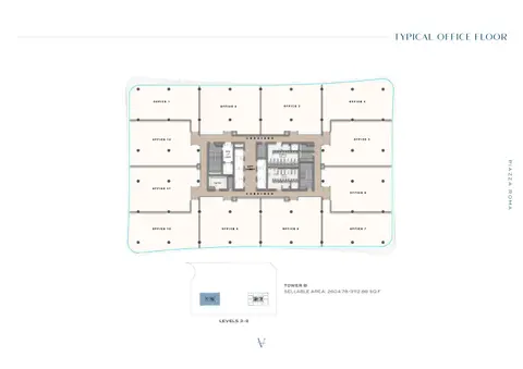 Piazza Roma at Damac Lagoons: Level 3 - 8 (Office 1 To 12), 3,113 sq ft 户型图