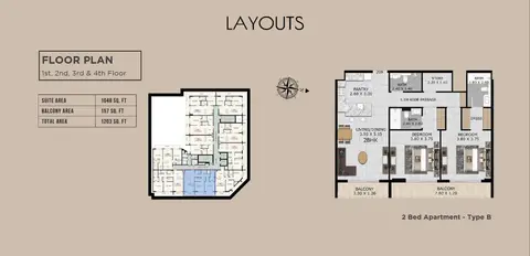 Orchid Residences 1: Floor plan Type B, 1,203 sq ft