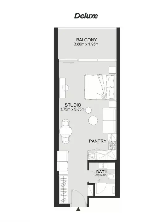 Ashley Hills: Floor plan Type Deluxe, 482 sq ft