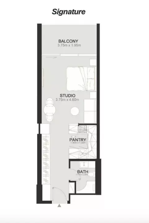 Ashley Hills: Floor plan Type Signature, 507 sq ft
