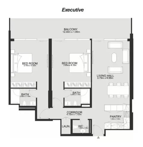 Ashley Hills: Floor plan Type Executive, 1,246 sq ft