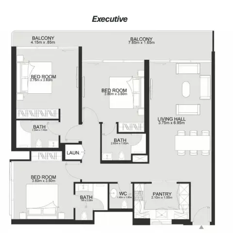 Ashley Hills: Floor plan Type Executive, 1,454 sq ft
