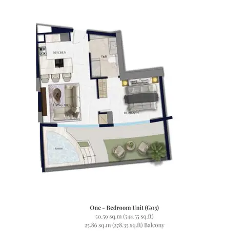 Xenia Residence at JVC: Floor plan Unit (G05), 823 sq ft
