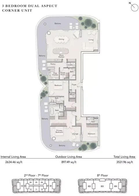 Ellington Ocean House: Floor plan Type B, 3,531 sq ft