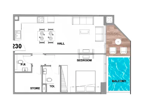 Peace Lagoons Phase 2: Floor plan Type D, 813 sq ft