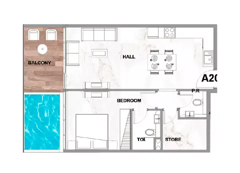 Peace Lagoons Phase 2: Floor plan Type A, 790 sq ft
