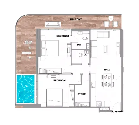 Peace Lagoons Phase 2: Floor plan Type B, 1,397 sq ft