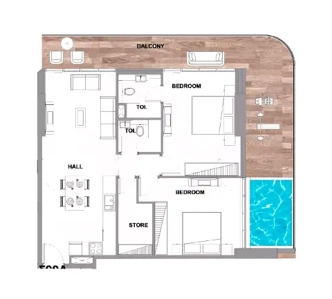 Peace Lagoons Phase 2: Floor plan Type A, 1,388 sq ft