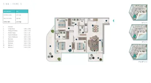 Octa Isle Interiors: Floor plan Type 3, 1,354 sq ft