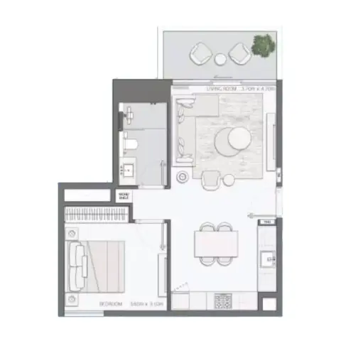 Mansory Residences: Type A, 867 sq ft 户型图