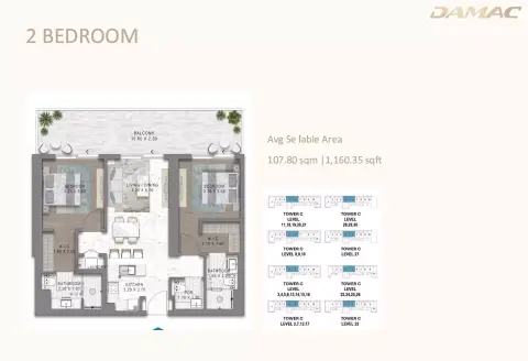 Seacrest: Floor plan Type A, 1,160 sq ft