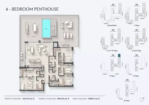 Sands Phase 2: Floor plan Type A-Tower A, 5,886 sq ft