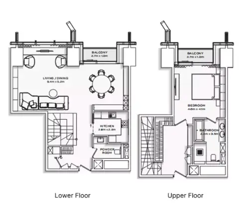 Burj Azizi: Floor plan Type A, 1,426 sq ft