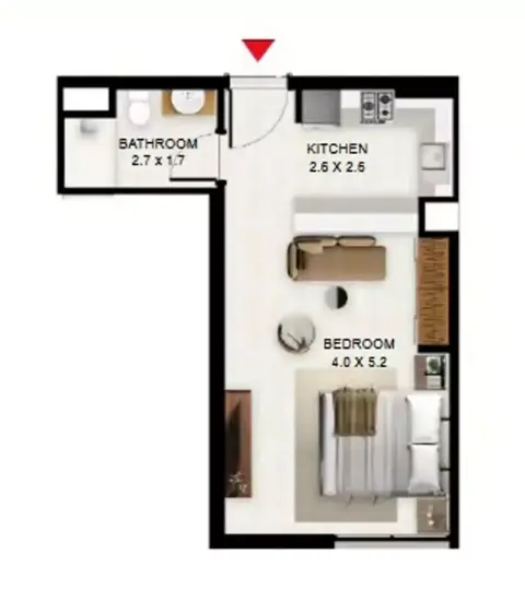 South Garden B: Floor plan Type D, 410 sq ft