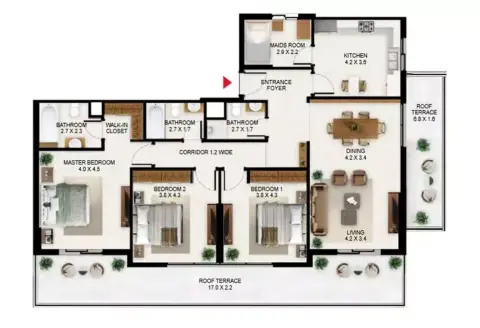 South Garden B: Floor plan Type A, 2,126 sq ft