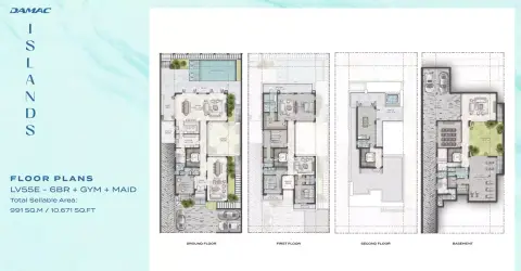 بورا بورا المرحلة 2 من داماك: مخطط الطابق Lv55e, 10,671 sq ft
