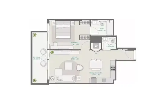 Avenue Park Towers: फ़्लोर प्लान Type 1, 717 sq ft