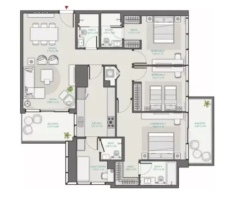 Avenue Park Towers: फ़्लोर प्लान Type 1, 1,525 sq ft