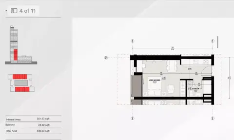 Bahria Town Dubai: Floor plan Type A, 440 sq ft