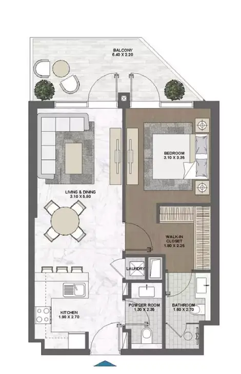 Damac Riverside Views Indigo: Floor plan Type 03