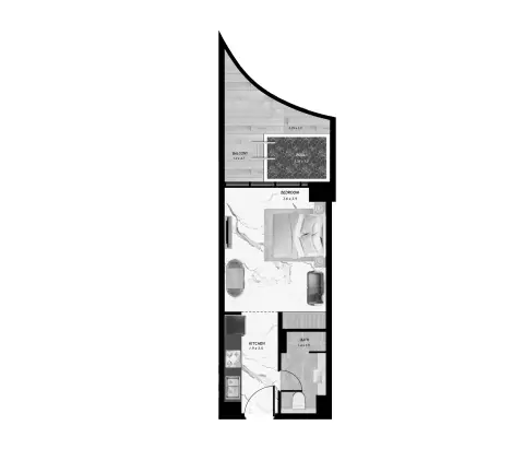 Samana Barari Twin Towers: Floor plan Type C, 460 sq ft