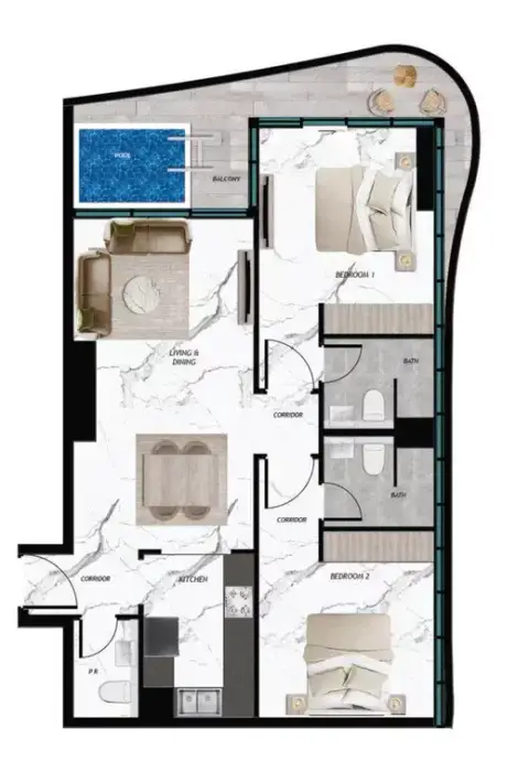 Samana Barari Twin Towers: Floor plan Type A