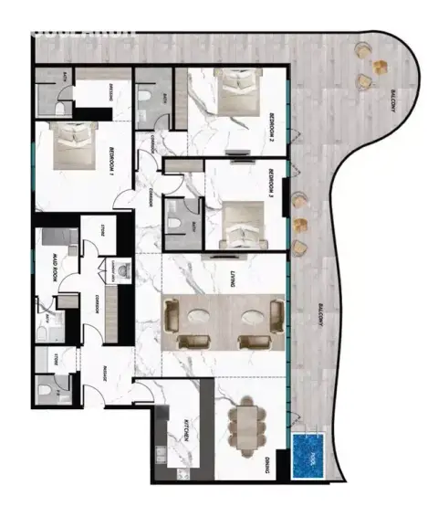 Samana Barari Twin Towers: Floor plan Type A