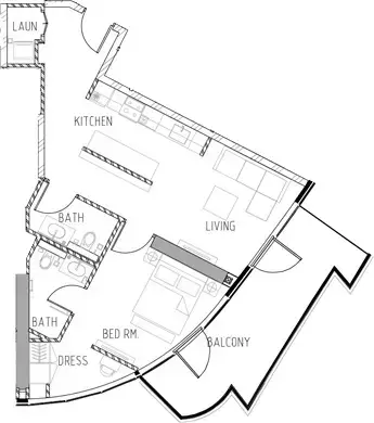 Canal Heights 2: Plattegrond Type D, 920 sq ft