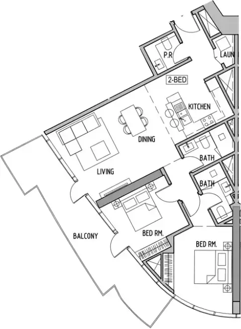 Canal Heights 2: Plattegrond Type F, 1,319 sq ft