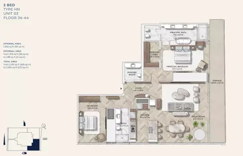 مستر سي ريزيدنسز وسط مدينة دبي: مخطط الطابق Type 4, 2,384 sq ft