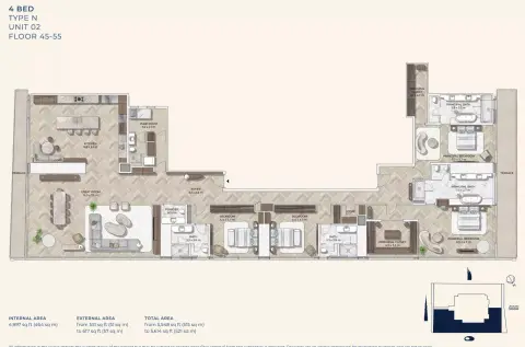 مستر سي ريزيدنسز وسط مدينة دبي: مخطط الطابق Type 2, 5,614 sq ft