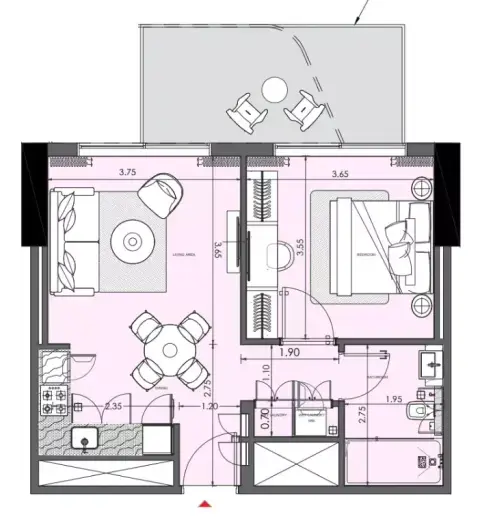 Azizi Wasl: Floor plan Type M, 635 sq ft