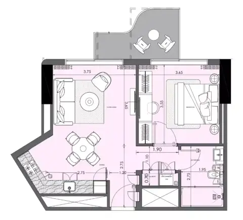 Azizi Wasl: Floor plan Type N, 624 sq ft