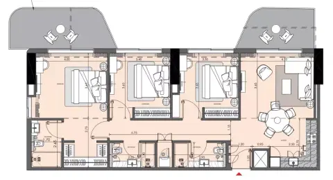 Azizi Wasl: Floor plan Type B, 1,341 sq ft