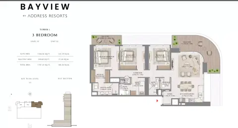 باي فيو من إعمار: مخطط الطابق Unit 02 Level 35, 1,787 sq ft
